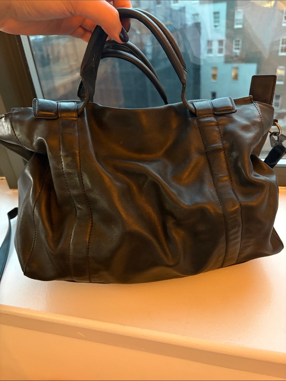 rag & bone black leather duffel bag - Picture 2 of 4